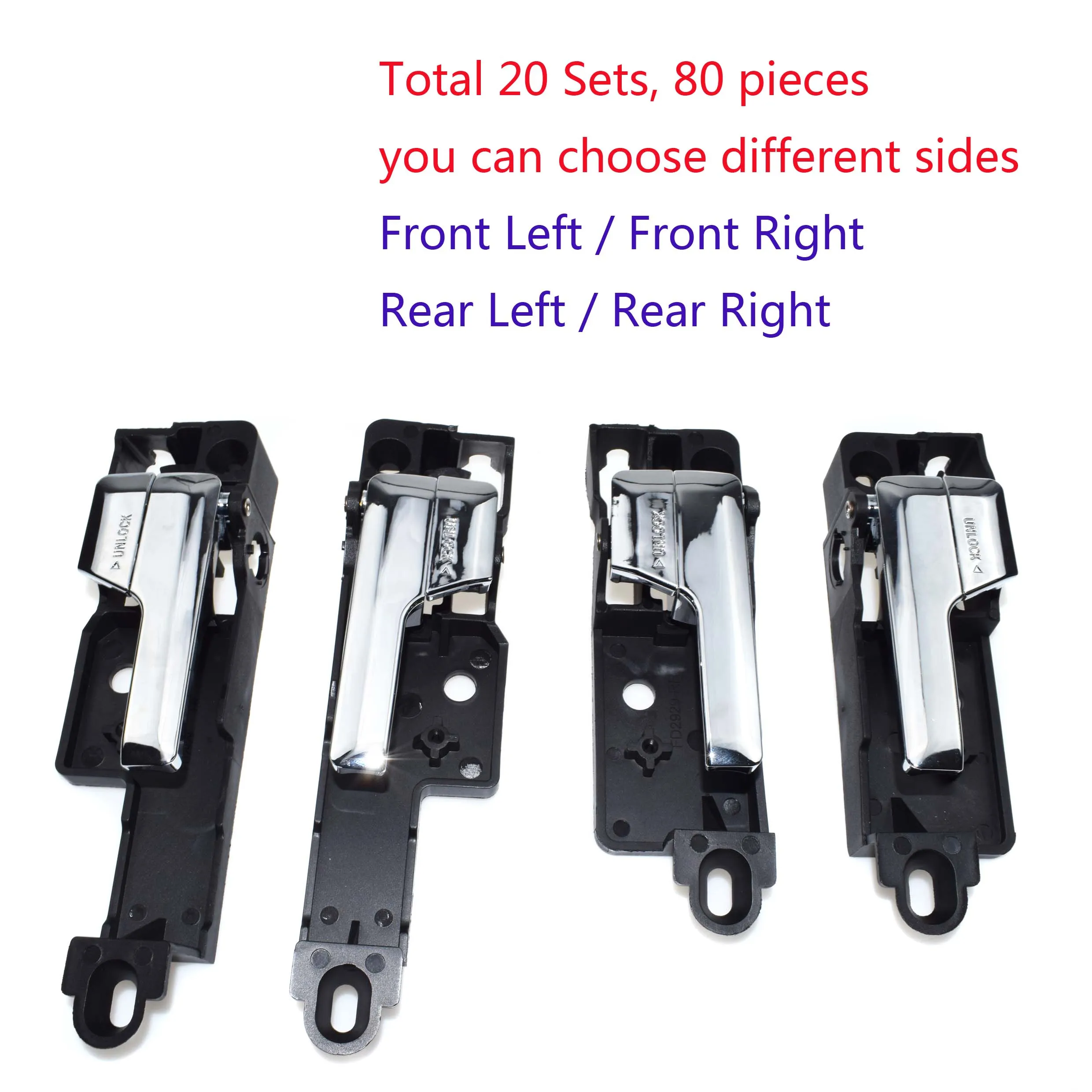 20 sets Inside Door Handle Front Rear Left Right Set For Ford Fusion 2006 2007 2008 2009 2010 2011 2012 / Mercury Milan 06-11