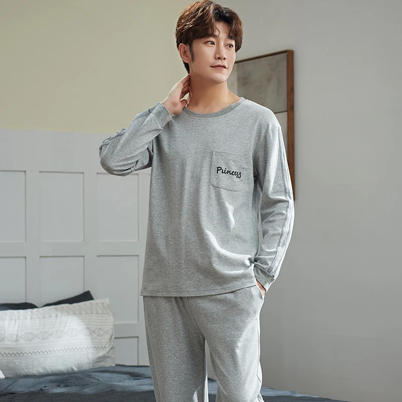 Men's Pajama Sets Autumn Man Pajamas Set Simple Sleepwear Long Sleeve Pure Cotton Pajamas For Men Plus Size 4XL Leisure Outwear Men's Pajama Sets Autumn Man Pajamas Set Simple Sleepwear Long Sleeve Pure Cotton Pajamas For Men Plus Size 4XL Leisure Outwear