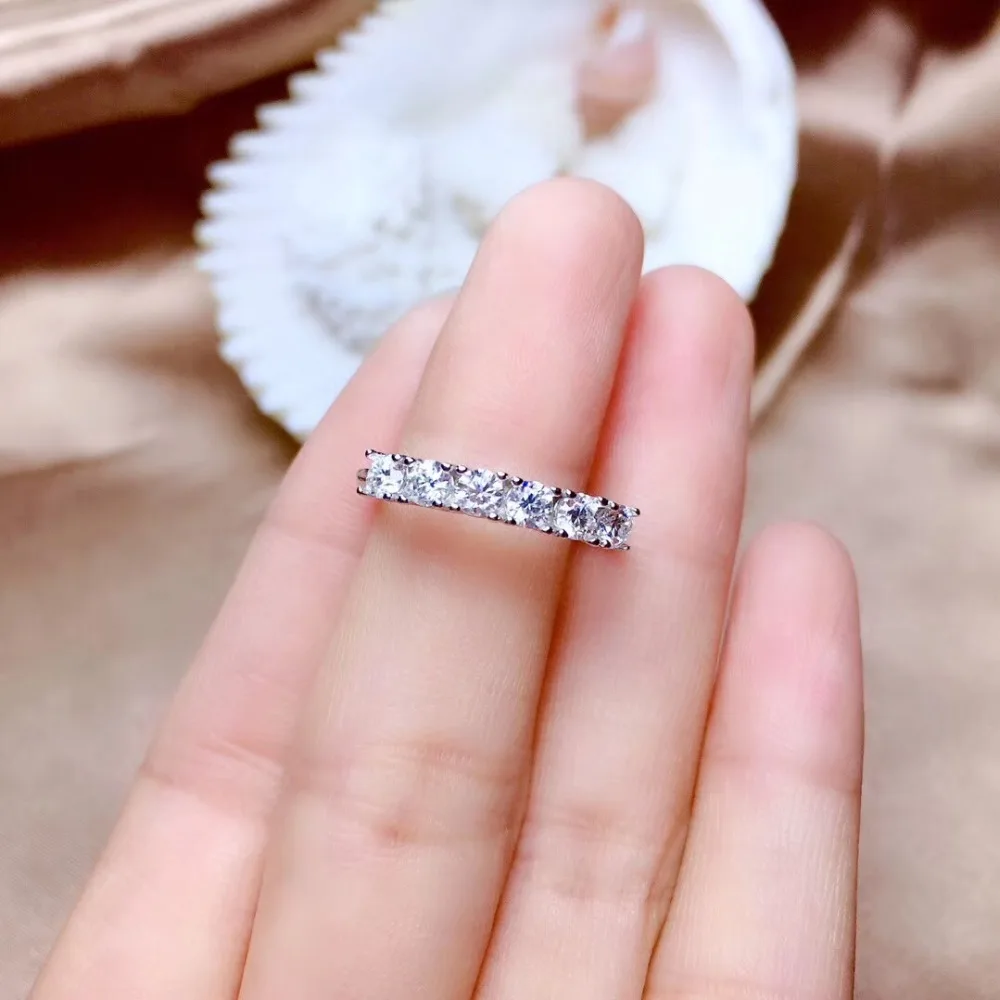 Moissanite красивое резьбовой калибр-кольцо, серебряное кольцо с бриллиантом 925 пробы. Модные украшения, мелкие бриллианты