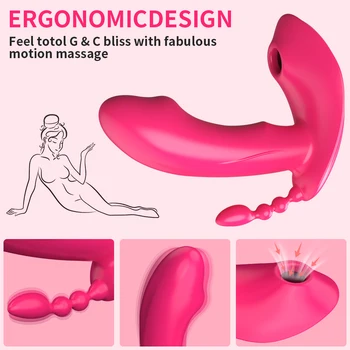 3 IN 1 Sucking Vibrator Wearable Dildo Vibrator Anal Vagina Clitoris Stimulator Female Vibrators Sex Toys for Women Oral Suction 5