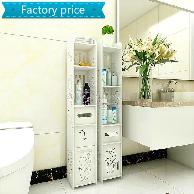 $US $29.53  80cm Toilet Side Cabinet DIY Floor Bathroom Vanity Side Storage Cabinet Towel Box Toilet Storage Sh
