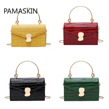 

Stone Pattern PU Leather Crossbody Bags for Women 2020 Mini Shoulder Bag with Metal Handle Lady Travel Handbags Totes