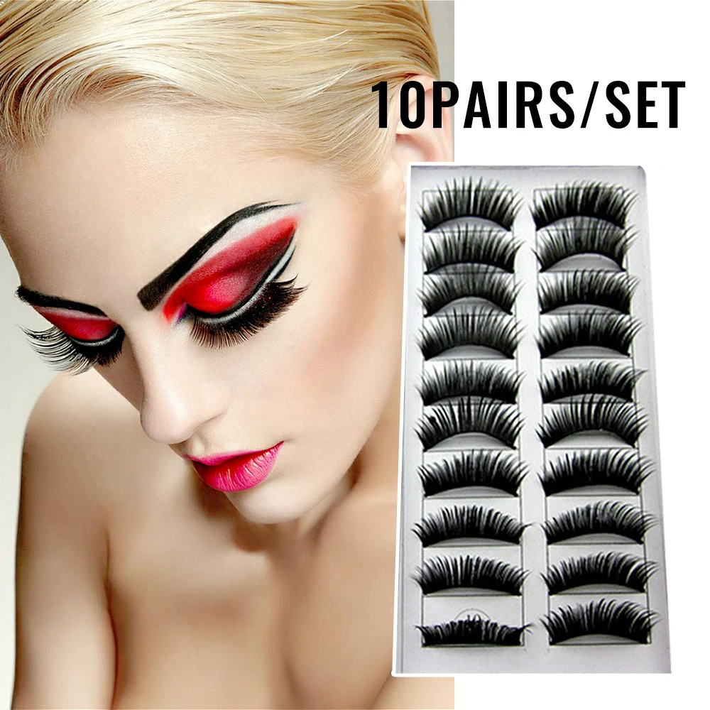 

10Pair Natural Thick Crisscross Flase Eyelashes Reusable Mink Hair Eye Lashes Handmade 3D Fake Eyelashes For Women 5Styles