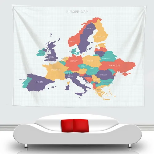 Европа карта гобелен настенное одеяло Mapa Mundial настенный висячий Прямая домашний Декор настенный гобелен - Цвет: 515