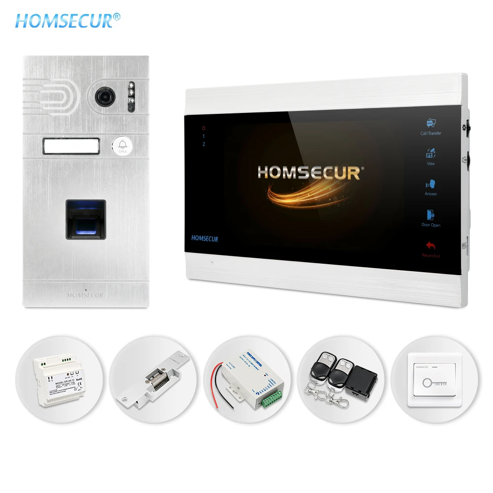 HOMSECUR " проводной видео домофон безопасности с отпечатком пальца камера BC061HD-S+ BM705HD-B - Цвет: Kit 2