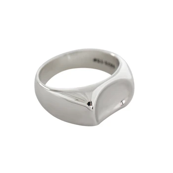 

SUNIANGON 925 Sterling Silver Ring Concave Ring Closed Smooth Geometric Ring For Women Elegant Fine Jewelry Korean Niche Wild