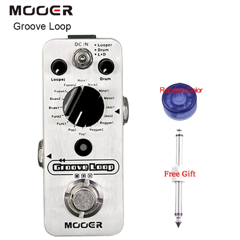 

Mooer Groove Loop Drum Machine and Looper Pedal in one Pedal Silver with Connector and Mooer Cover Cap