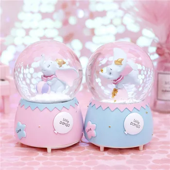 

10*15.8cm elephant Crystal Snow Globes Glass Music Box snowball Home Office INterior Decoration Christmas Valentine Day Gift