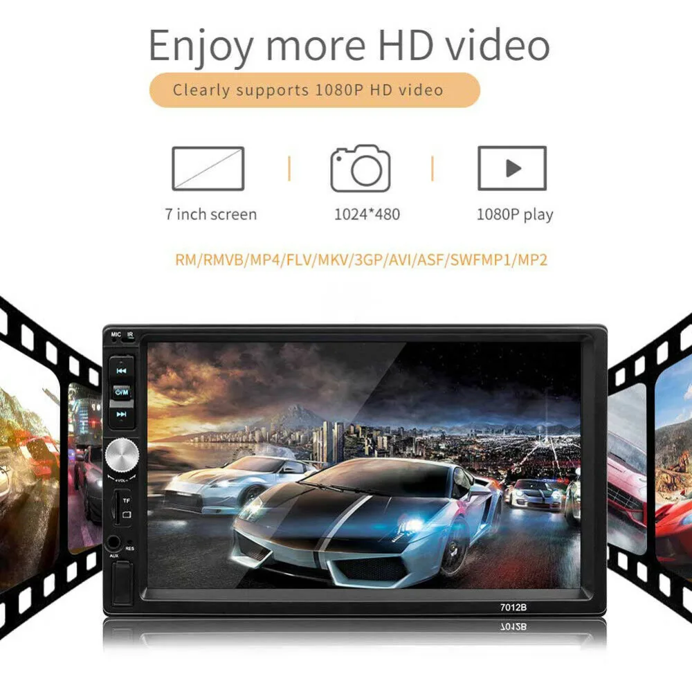 2 Din автомагнитола " Автомагнитола 7012B Bluetooth Автомобильный мультимедийный плеер MirrorLink fm-радио Автомобильный USB Авто аудио стерео 8 ИК камера