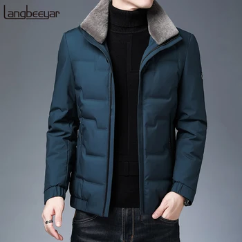 

Winter Warm Men Jacket Coat Casual Autumn Stand Collar Puffer Thick Hat White Duck Parka Male Men's Winter Down Jacket With Hood