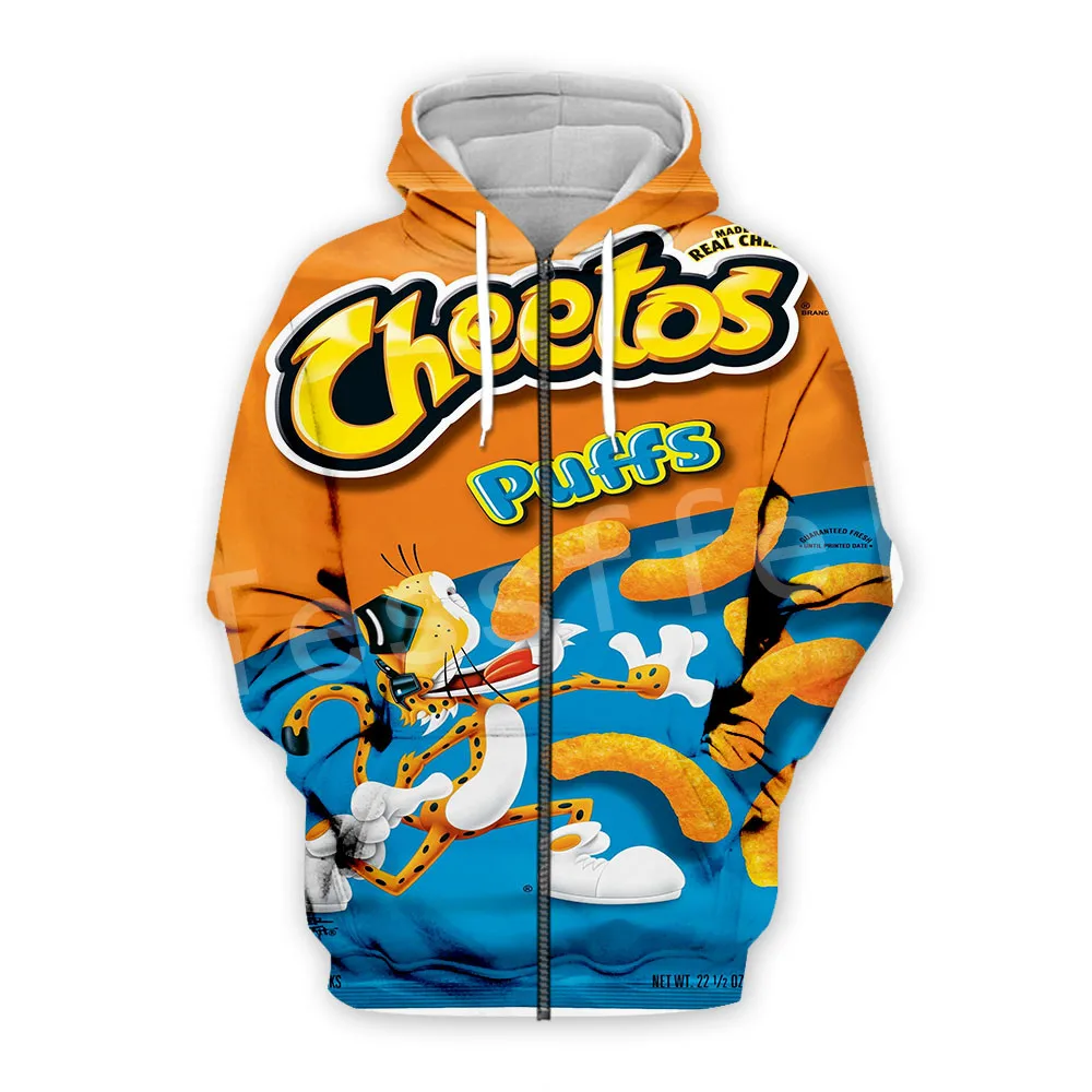 Tessffel Горячие Cheetos Еда Забавный Harajuku Повседневное красочные костюмы 3DfullPrint для девочек и мальчиков с застежкой-молнией и толстовка/толстовки/куртка Для мужчин Для женщин S-1