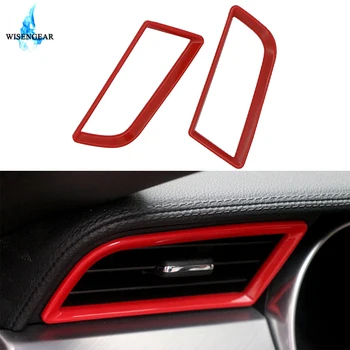 

Air Conditioning Vent Cover Sticker Dash Board Vent Outlet Ring Frame For Ford Mustang 2015-2018 Red ABS Plastic Decoration