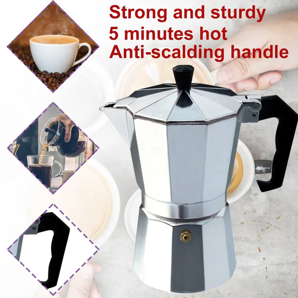 Алюминий Moka горшок Octangle кофеварка для кофе мокко черный кофе Итальянский кофе практичный подарок легко чистить