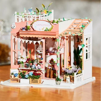 

DIY Doll House Diy Miniature Furniture Wooden Dollhouse with led lights assembly kits home decoration Christmas birthday gifts