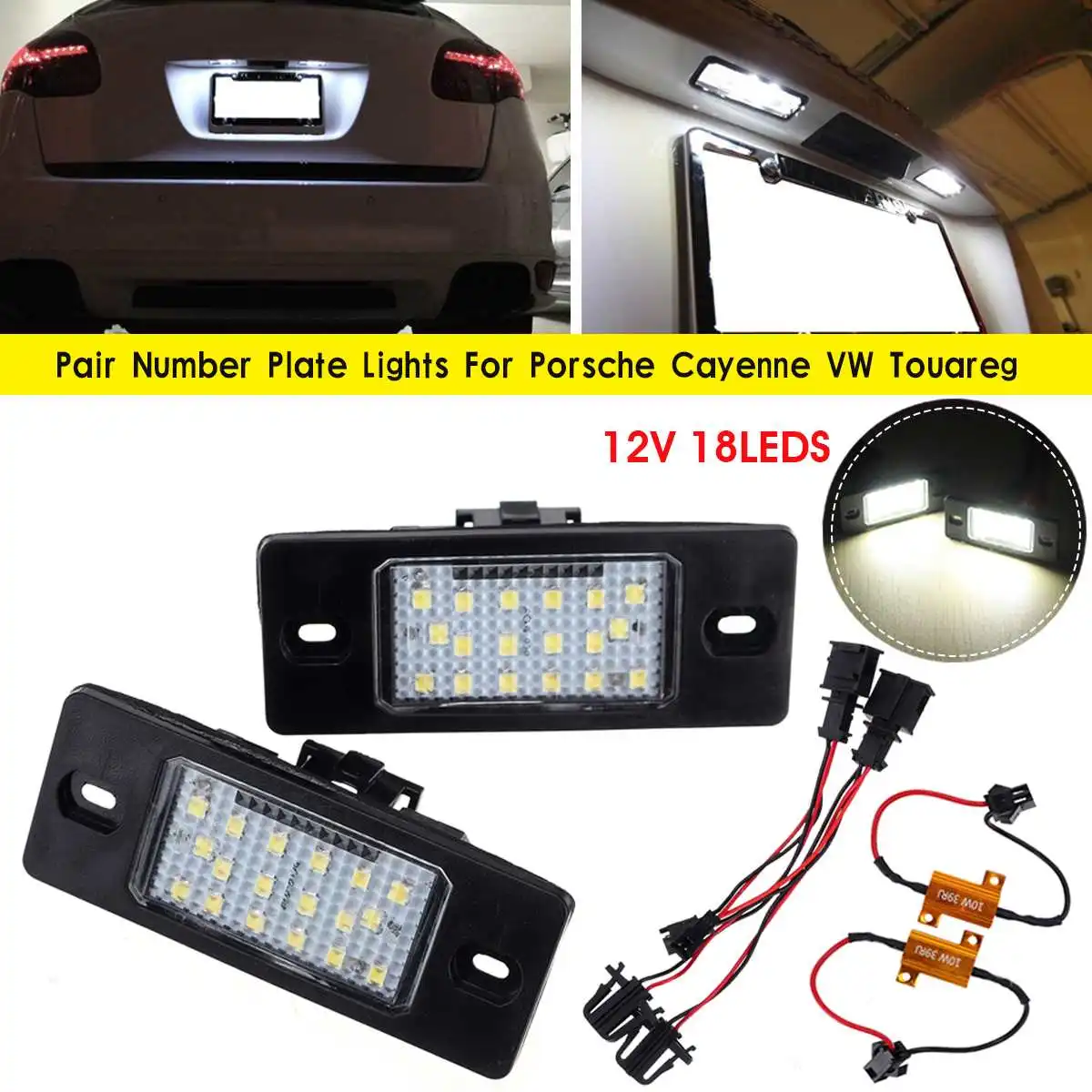 2 pièces sans erreur voiture LED numéro plaque dimmatriculation lampe pour VW Touareg Tiguan Golf 5 Passat B5 Porsche Cayenne