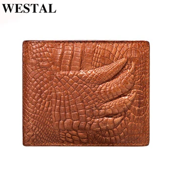 

WESTAL men's purse crocodile pattern wallet leather luxury purse vintage coin purse money bag card holder design wallet for men