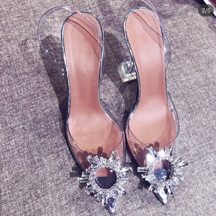 

Rhinestone Sandals Woman Transparent High With Women's Shoes