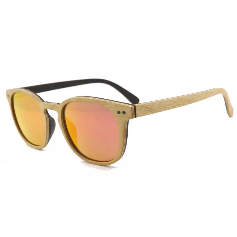 red lens BerWer модная круглая оправа, бамбуковые, солнцезащитные очки для женщин, роскошные брендовые дизайнерские винтажные Ретро Деревянные солнцезащитные очки для мужчин oculos de sol - Цвет линз: red lens