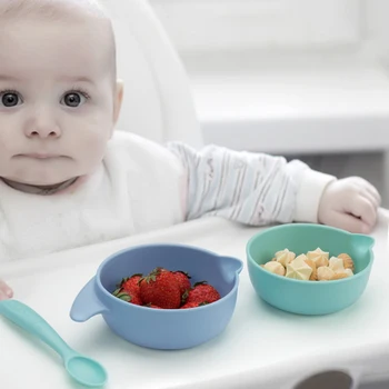 

Baby Bowl Spoon Feeding Food Tableware Eco-Friendly Toddler Kids Dishes Baby Child Eating Dinnerware Training Bowl Spoon