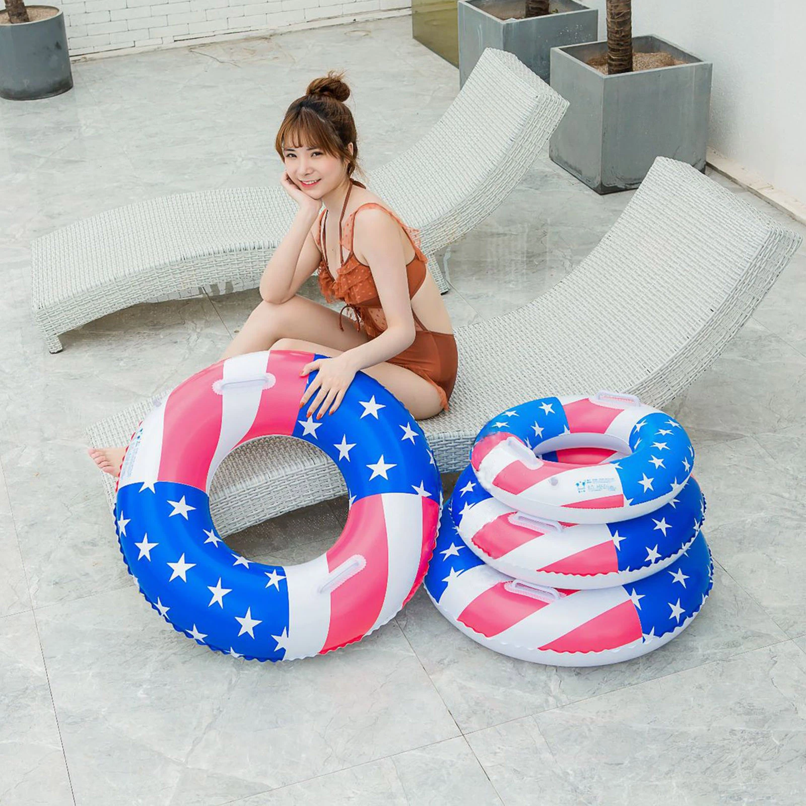 American Flag Inflatable Swimming Ring 