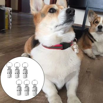

Behogar 6pcs Anti-Lost Pet Dog Cat ID Tags Barrel Capsule Tube Collar Tags with Ring for Pet Puppy ID Address Name Label