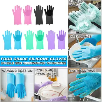 

Multifunction Magic Silicone Dishwashing Scrubber Dish Washing Sponge Rubber Scrub Gloves Kitchen Cleaning 100% Food Grade Clean