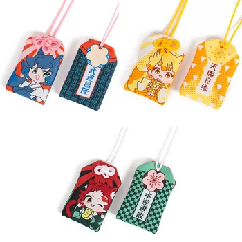 

Anime Demon Slayer Kimetsu No Yaiba Omamori Agatsuma Zenitsu Kamado Tanjirou Canvas Embroidery Lucky Bag Cute Cartoon Jewelry