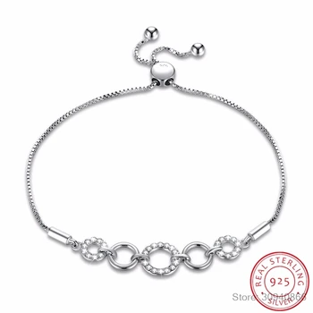 

LEKANI Crystals From Swarovski Bracelet Bangles Trendy Circle Real S925 Silver Hand Accessories For Women Fine Jewelry