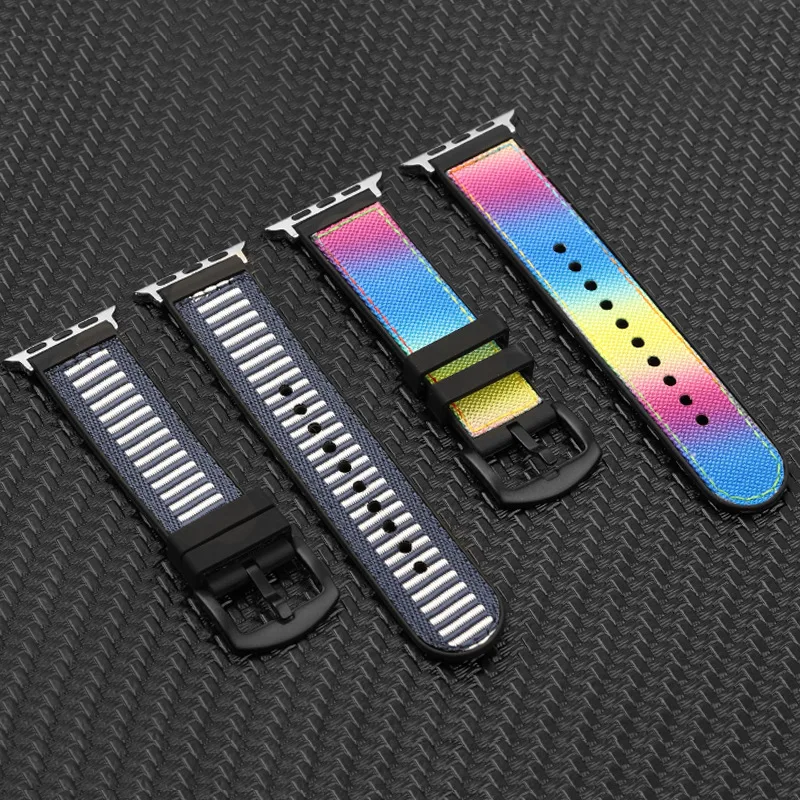 Ремешок силиконовый для Apple Watch 5 4 3 2 42 38 мм спортивный нейлоновый цветной браслет