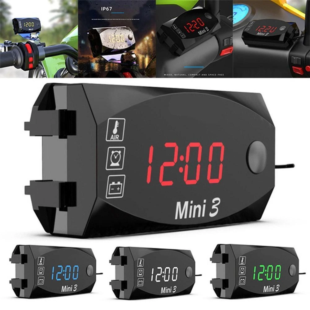 Dc 6v30v 3 In 1 Digital Time Clock Thermometer Voltmeter Led Display