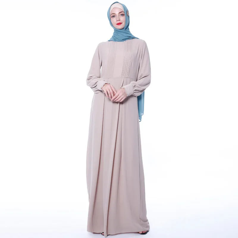 Мусульманское платье абайя исламский пакистанский арабский турецкие платья Elbise одеяние мусульмане Longue Восточный халат из марокена Vestido Longo - Цвет: Кремовый