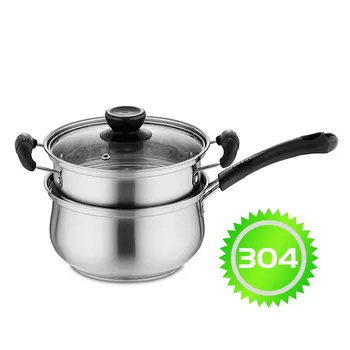 

Stainless Steel Pot with Steamer Insert Glass Vented Lid Set Safe and Durable