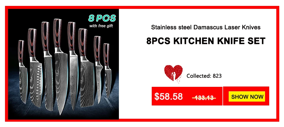 Нож кухонные поварские ножи 8 дюймов японские ножи для нарезки сашими из нержавеющей стали с деревянной ручкой лазерный узор фигурный нож