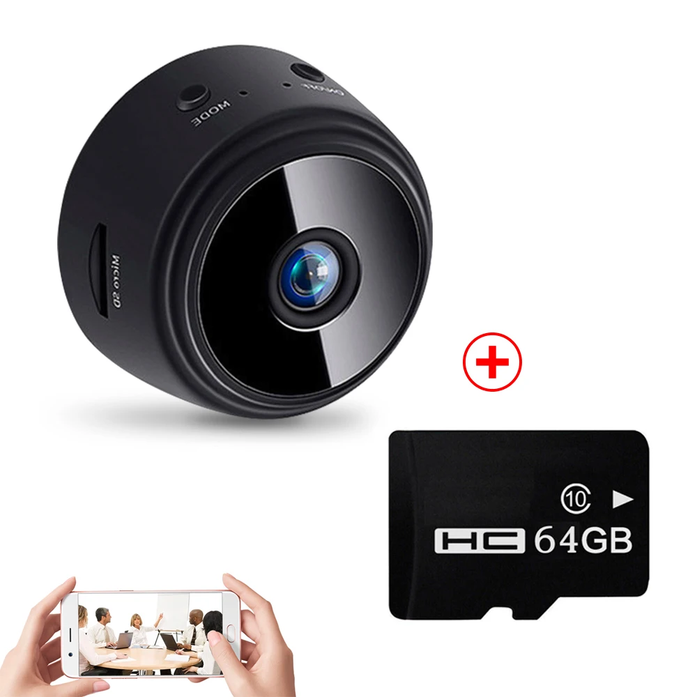 64G SD card 1080P HD wifi IP мини камера беспроводная домашняя Безопасность Dvr ночное видение Обнаружение движения 2PM мини видеокамера петля видео рекордер - Цвет: 64G SD card
