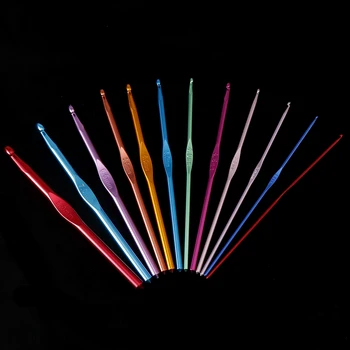 

2-8mm 12pc /lot Metal Handle Aluminum Sewing Needles Knitting Set Crochet Sweater Needles Set Aluminum Oxide Set