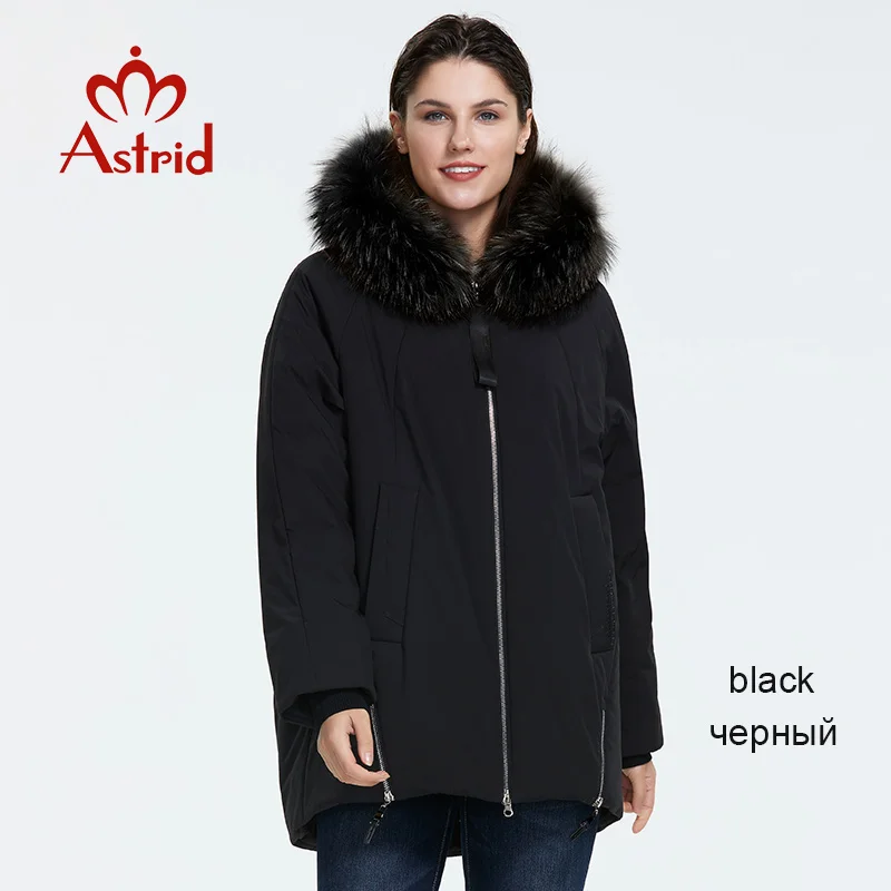 6 black Astrid Зима новое поступление пуховик женский с меховым воротником толстый хлопок свободная одежда верхняя одежда высокое качество зимнее пальто AT-9227 - Цвет: 6 black