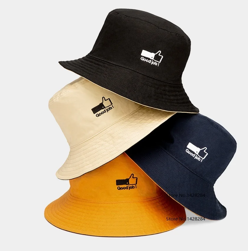 

New Qimian Double-sided two-color simple Men Women Fishing Hat Summer Sunscreen Fisherman Bucket Cap 1pcs