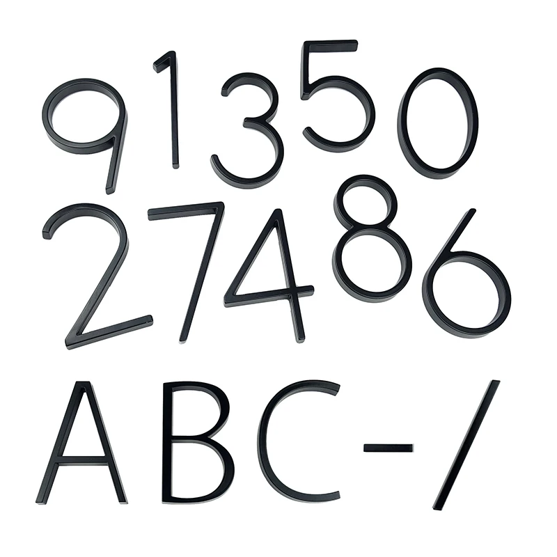 12cm Big 3D Modern House Number Door Home Address Numbers for House Number Digital Door Outdoor Sign Plates 5 Inch. #0-9 Black