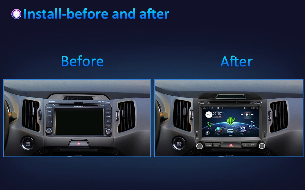 Flash Deal Car Android 9.0 2 din car multimedia player car dvd for KIA sportage 2011 2012 2013 2014 2015 headunit gps navigation Radio 0