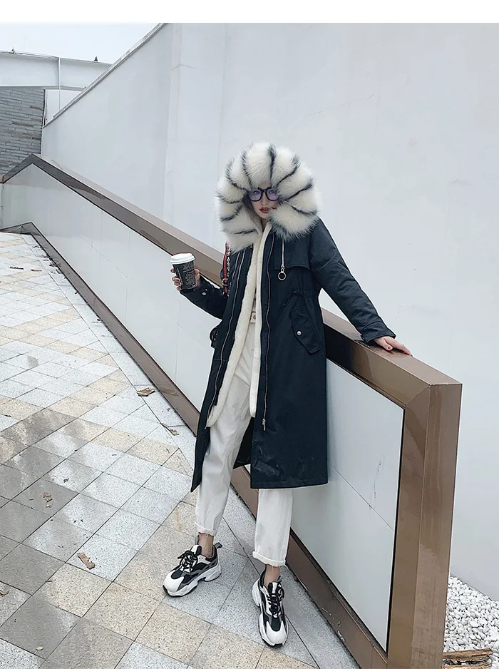 FIRSTTO Stylish Detachable Faux Fur Big Hooded Curly Hairy Shaggy Long Outwear Trench Women Keep Warm Pockets Coat Tops 4 Colors