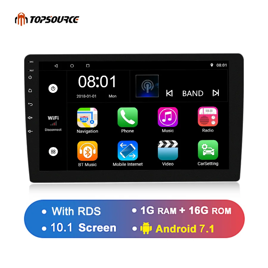 

TOPSOURCE Car DVD Player Universal 7" WIFI RDS AV OUT Android 7.1 GPS 2din Car Radio GPS NAVIGATION For VW Nissan TOYOTA