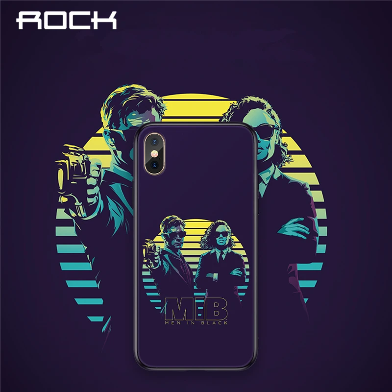 

ROCK Man In Black MIB Tempered Glass Phone Case For iPhone XR X XS MAX XS 8 7 6 Plus Hybrid of Hard and Soft Phone Cover