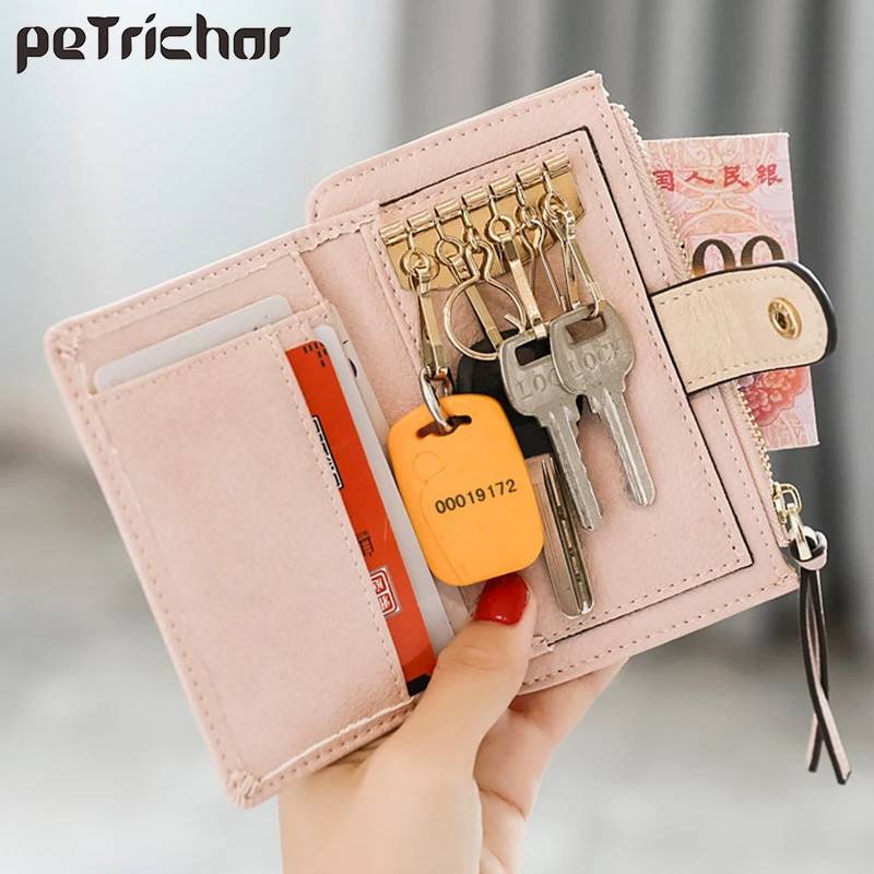 

Women Key Holder Car Housekeeper Keys Kits Ring Small Wallets Organizer Keychain Coin Bags Multifunction PU Leather Card Holders