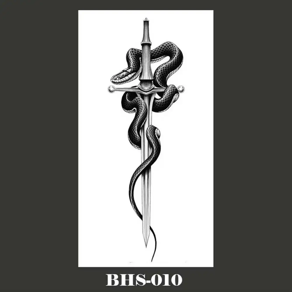 Waterproof Temporary Tattoo Stickers Black Snake Fake Tattoo Waist Body Arm Art Tattoo Stickers Lasting