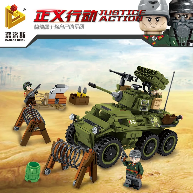 

Pan luo si Chicken Military Justice Action Series Shredded Defense Children Inserted Building Blocks Toy