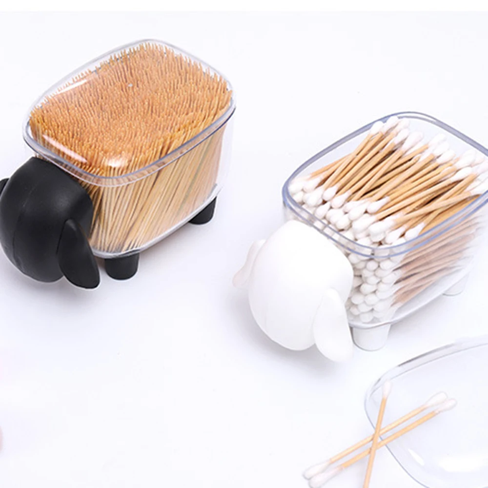 Small Sheep Storage Tank Plastic Desktop Storage Box Toothpick Cotton Swab Box Multi-function Sheep Shape Storage Decorative Box