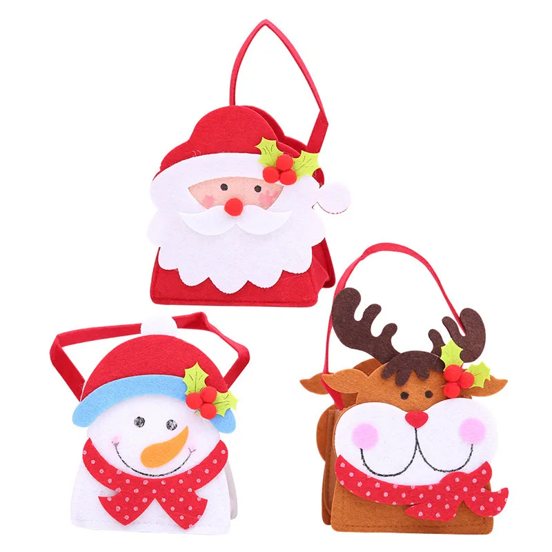 

Christmas Handbag For Kids Non-Woven Candy Bag Santa Claus Snowman Basket New Year Gift Bag Christmas Decorations navidad 2019