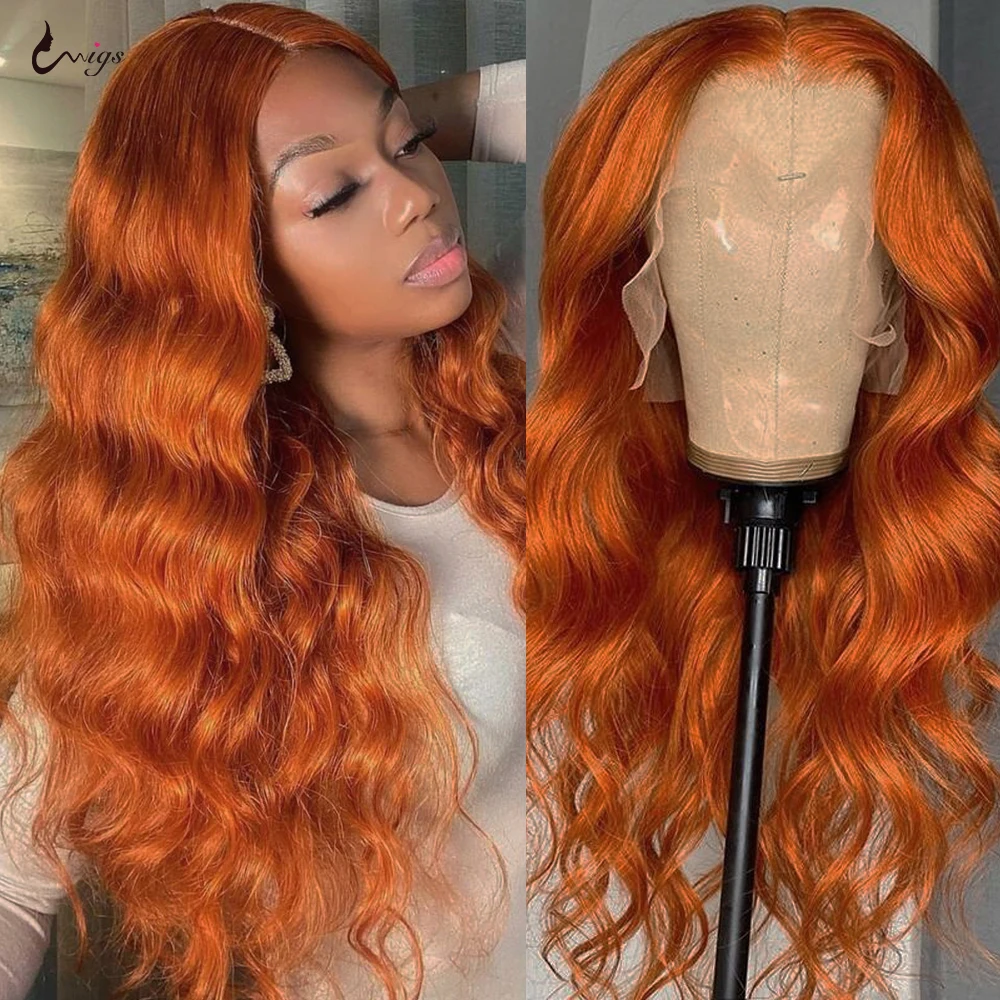 Hot Products! 28 30 Inch Body Wave Ginger Brown Lace Front Wig Hd Lace Frontal Wig Burnt Orange Ginger Wigs Colored Human Hair Wigs For Women