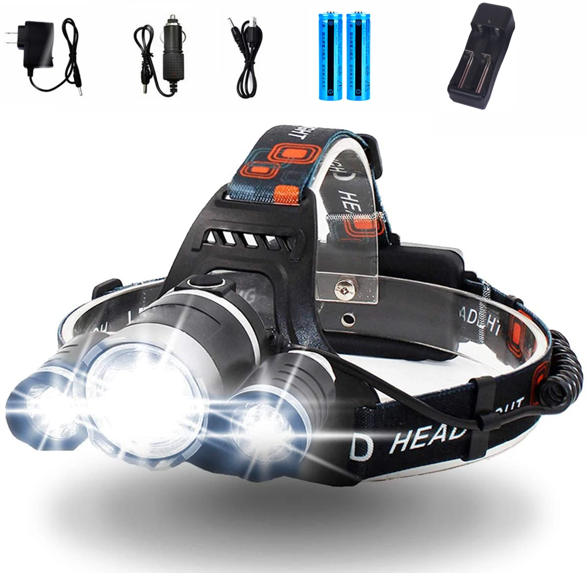 D2 Rechargeable Headlamps Wearable LED Headlight Flashlight Adult Waterproof Outdoor Camping Headlamp Head Hiking | Лампы и освещение