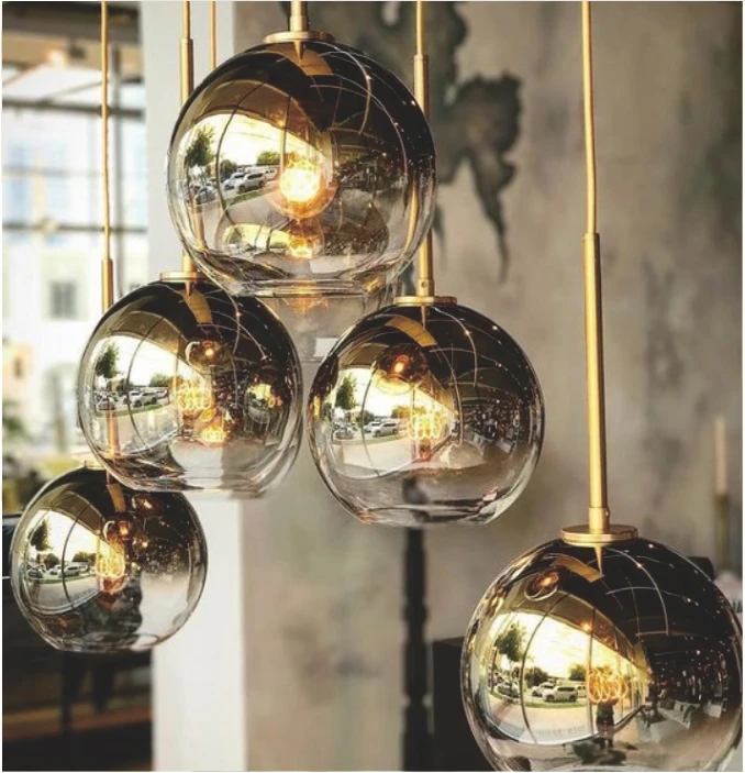 Современный градиентный цвет стеклянный шар люстра led E27 кафе спальня отель Бар Декор Подвесная лампа серебро золото